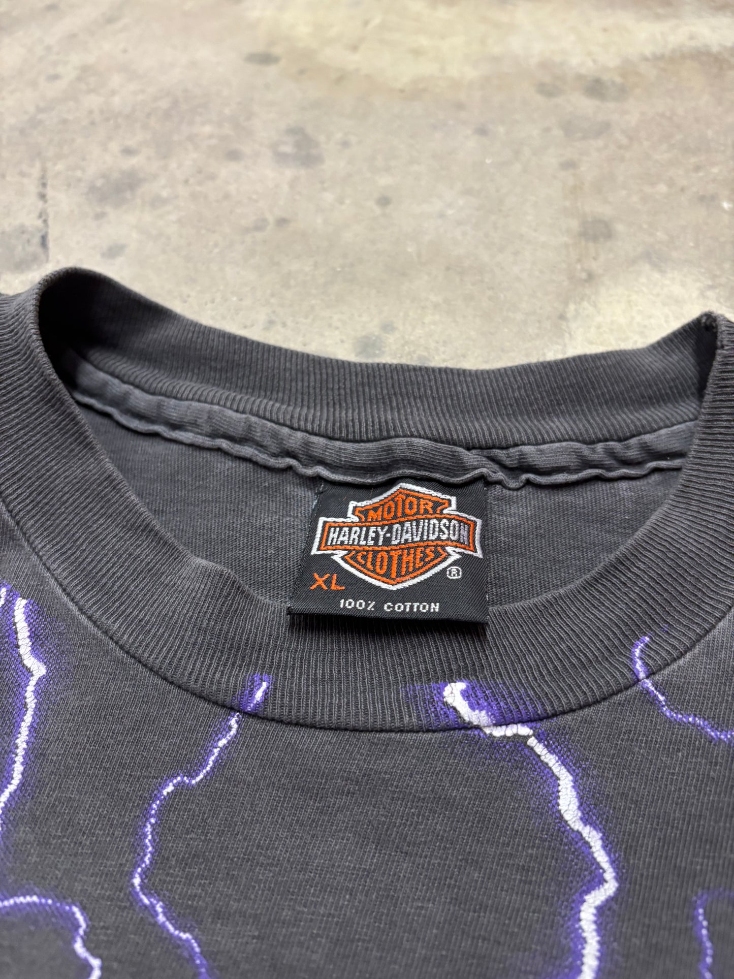 Vintage Harley Davidson purple lightening AOP shirt size XL