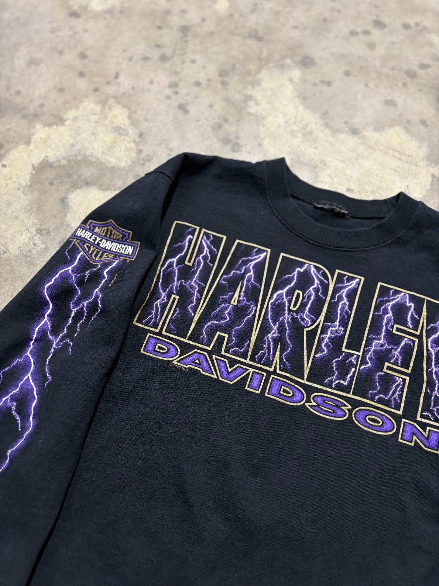 Vintage Harley Davidson purple lightening long sleeve shirt size large