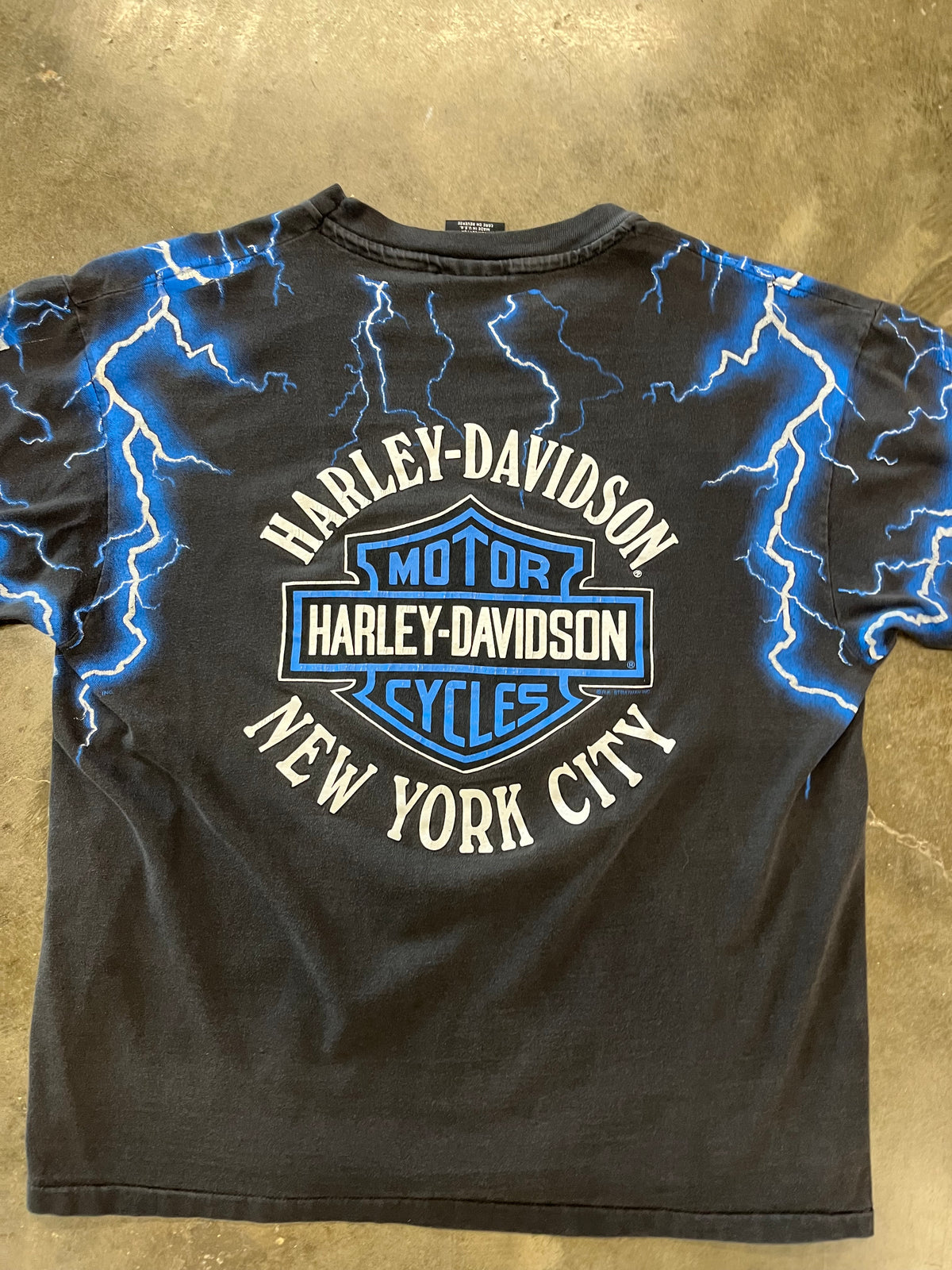 Vintage Harley Davidson blue lightning shirt size large