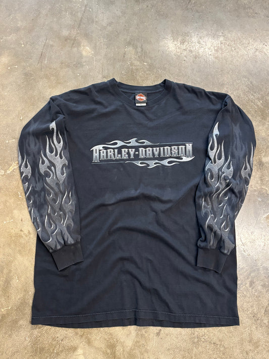 Vintage Harley Davidson Chrome Flame long sleeve size XXL