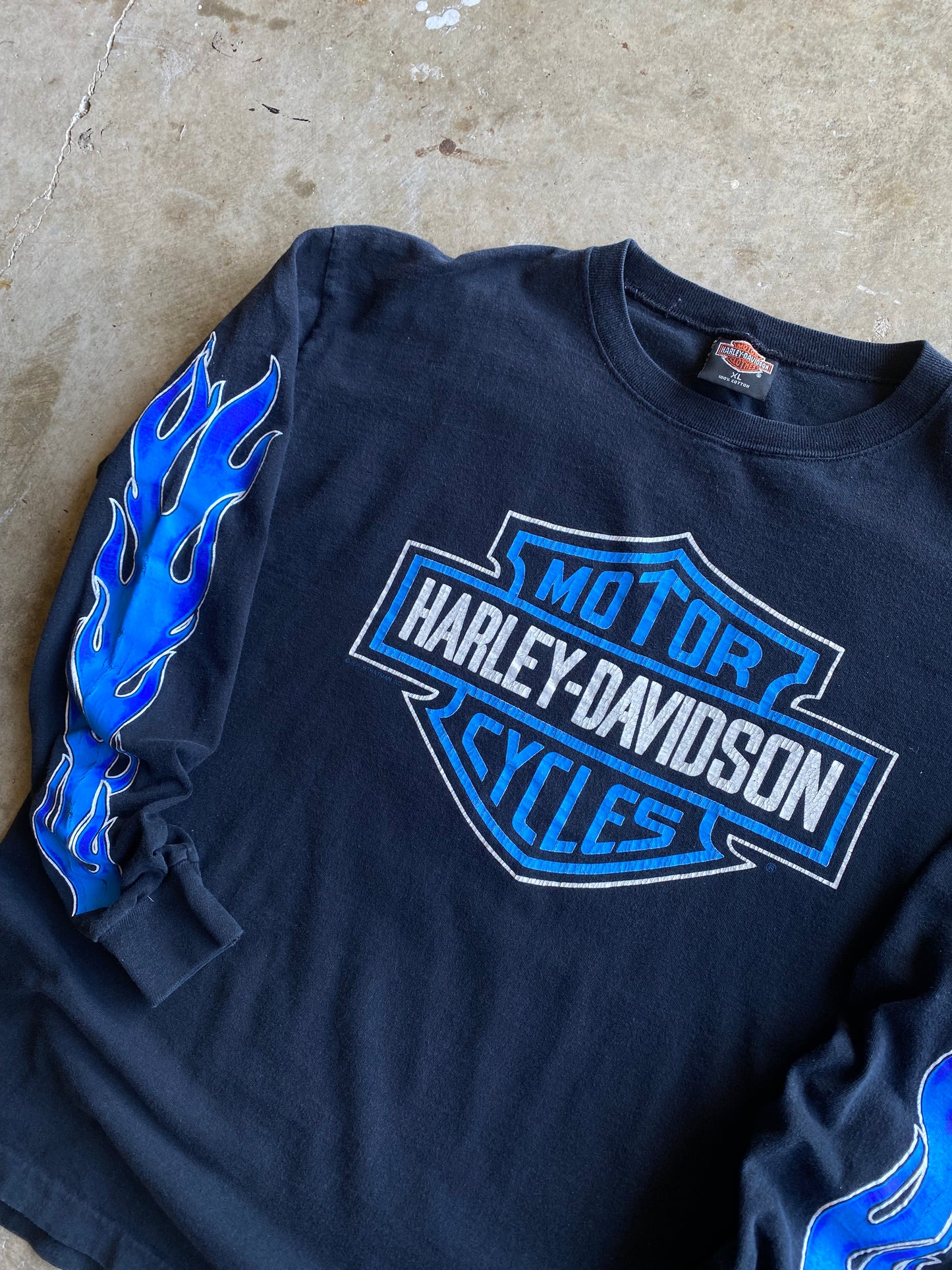 Vintage Harley Davidson Blue Flame Shirt size extra large