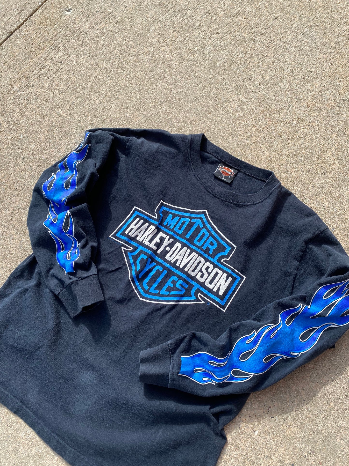 90’s Harley Davidson Blue Longlseeve Size Large