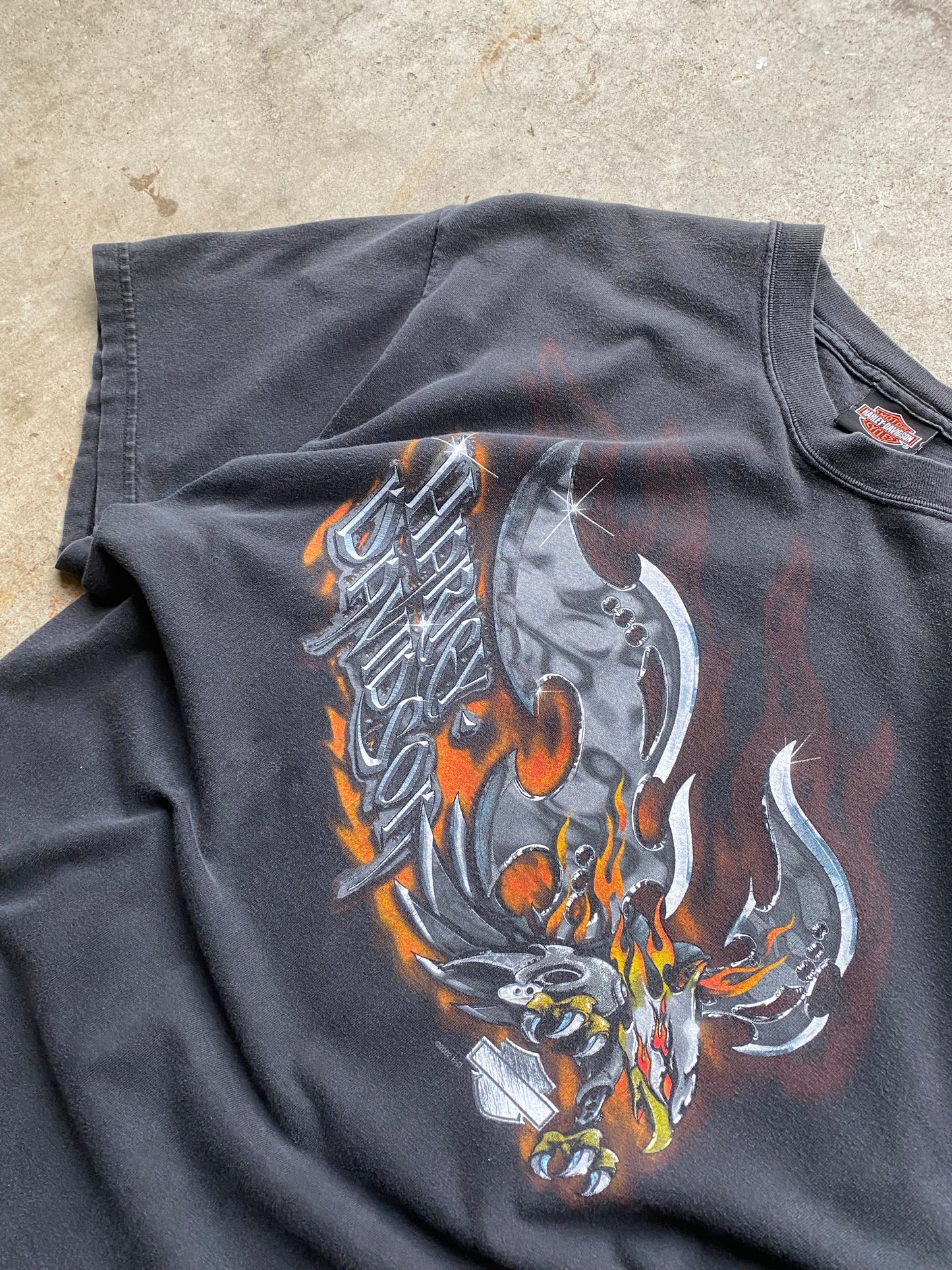 Vintage Harley Davidson Flaming Chrome Eagle shirt Size large