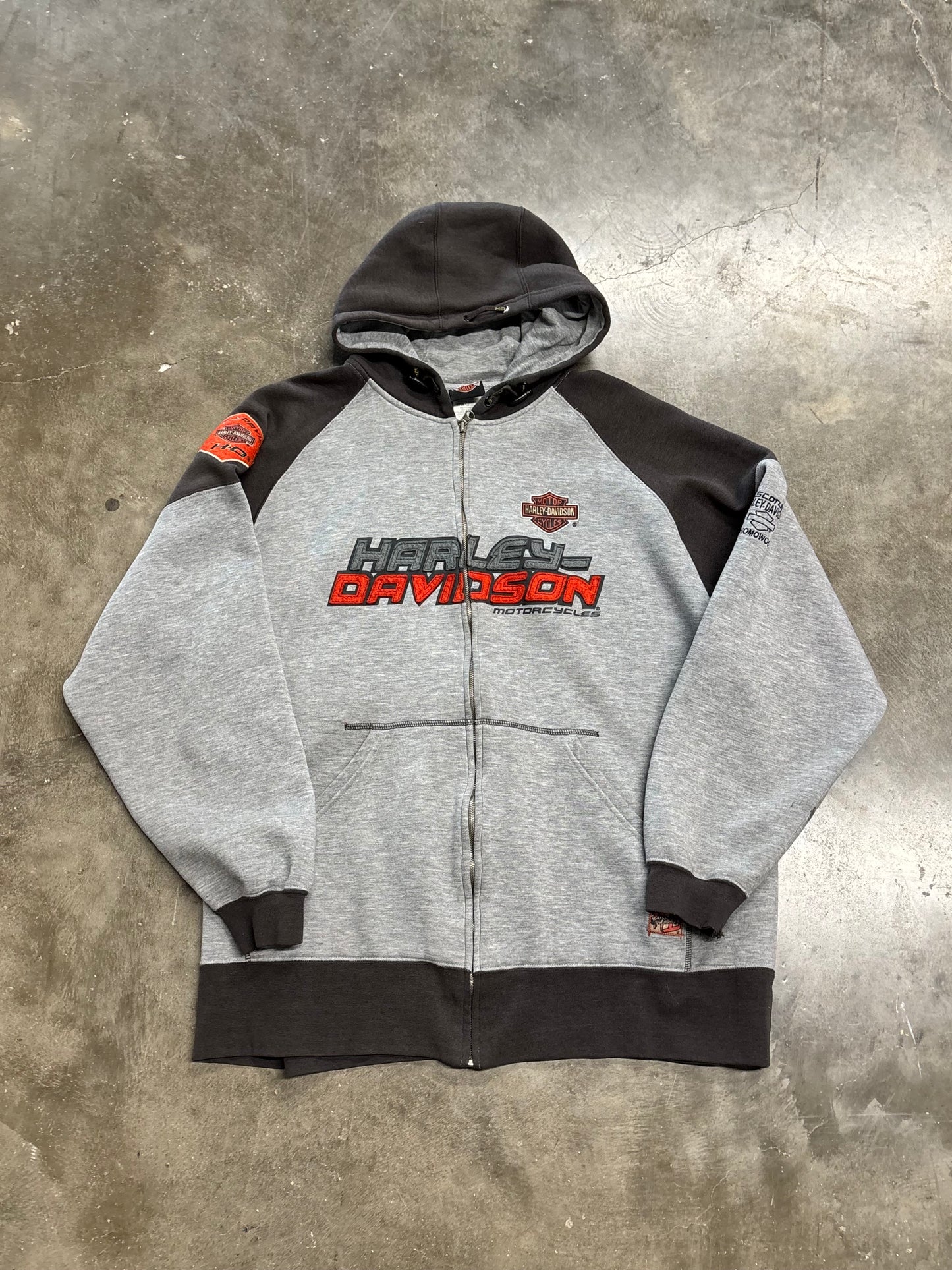 Vintage Harley Davidson grey zip up hoodie size xl