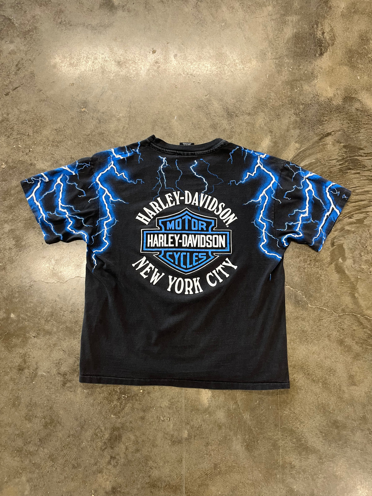 Vintage Harley Davidson blue lightning shirt size large