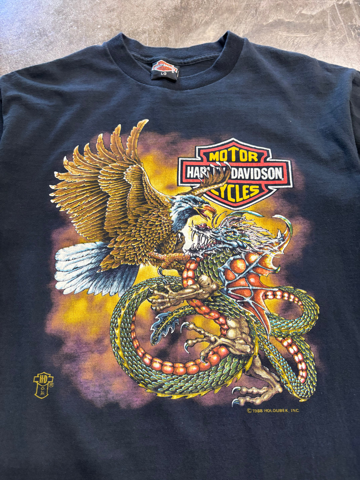 Vintage Harley Davidson Eagle fighting dragon shirt size large
