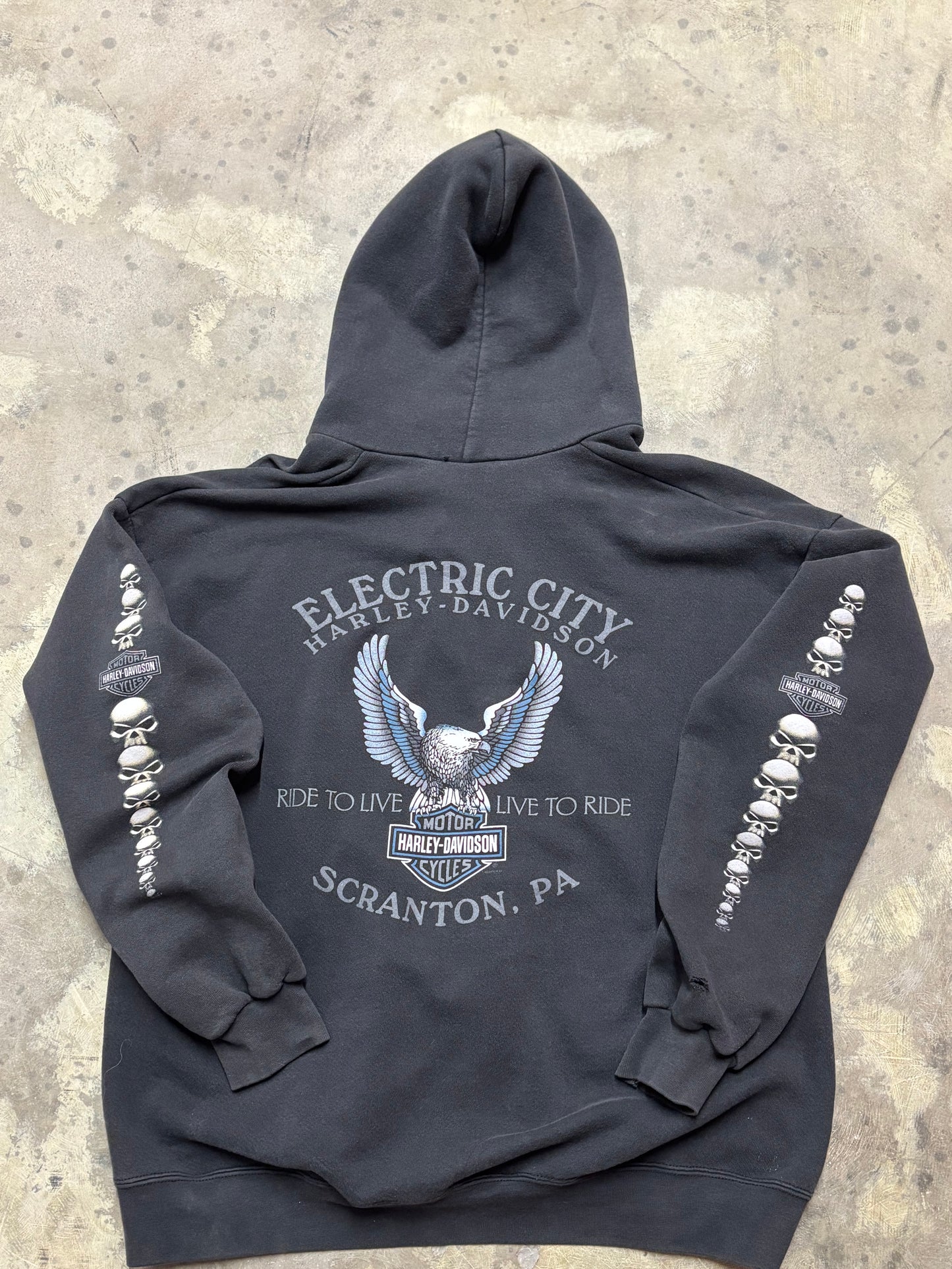 Vintage Harley Davidson skull zip up hoodie size large