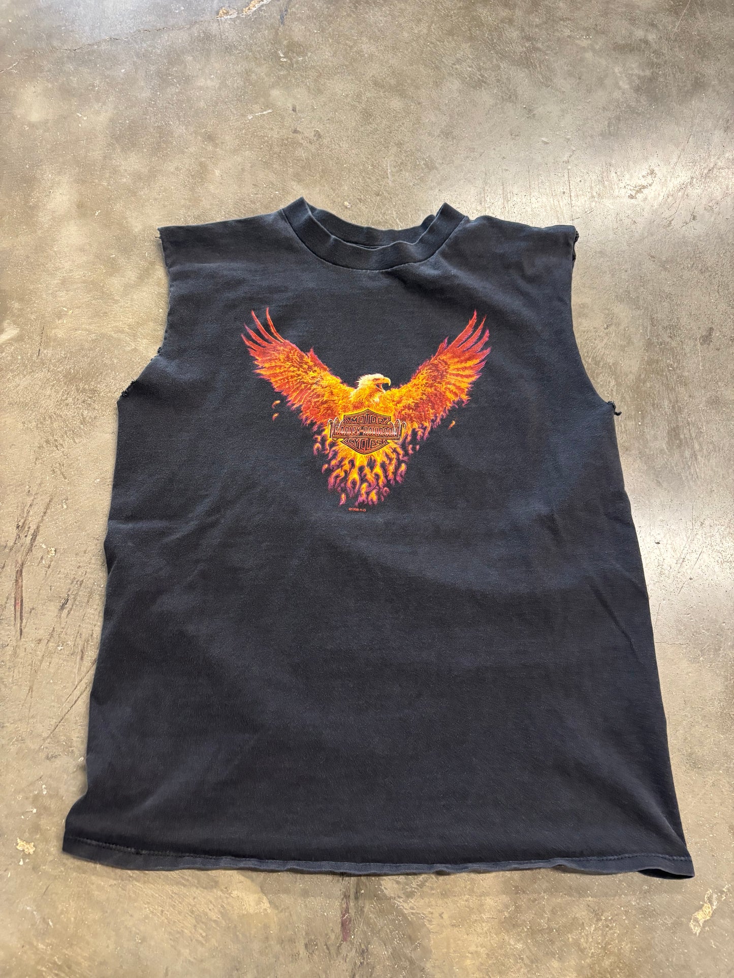 Vintage Harley Davidson Flaming Eagle chopped large shirt