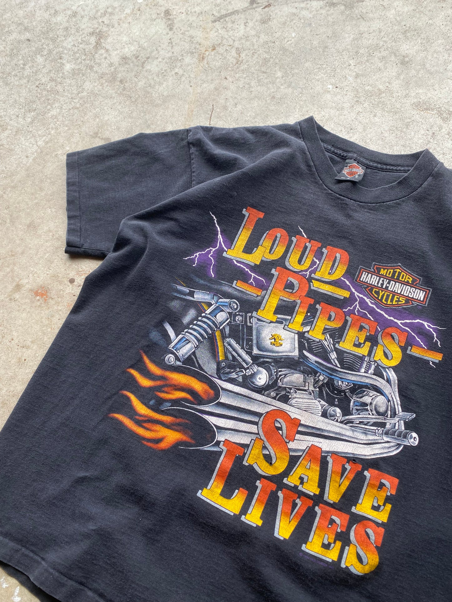 Vintage Harley Davidson Loud Pipes Save lives shirt size large