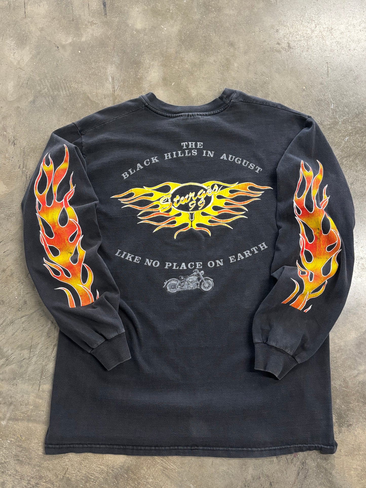 Vintage Bike Week skull flame sleeve size large shirt