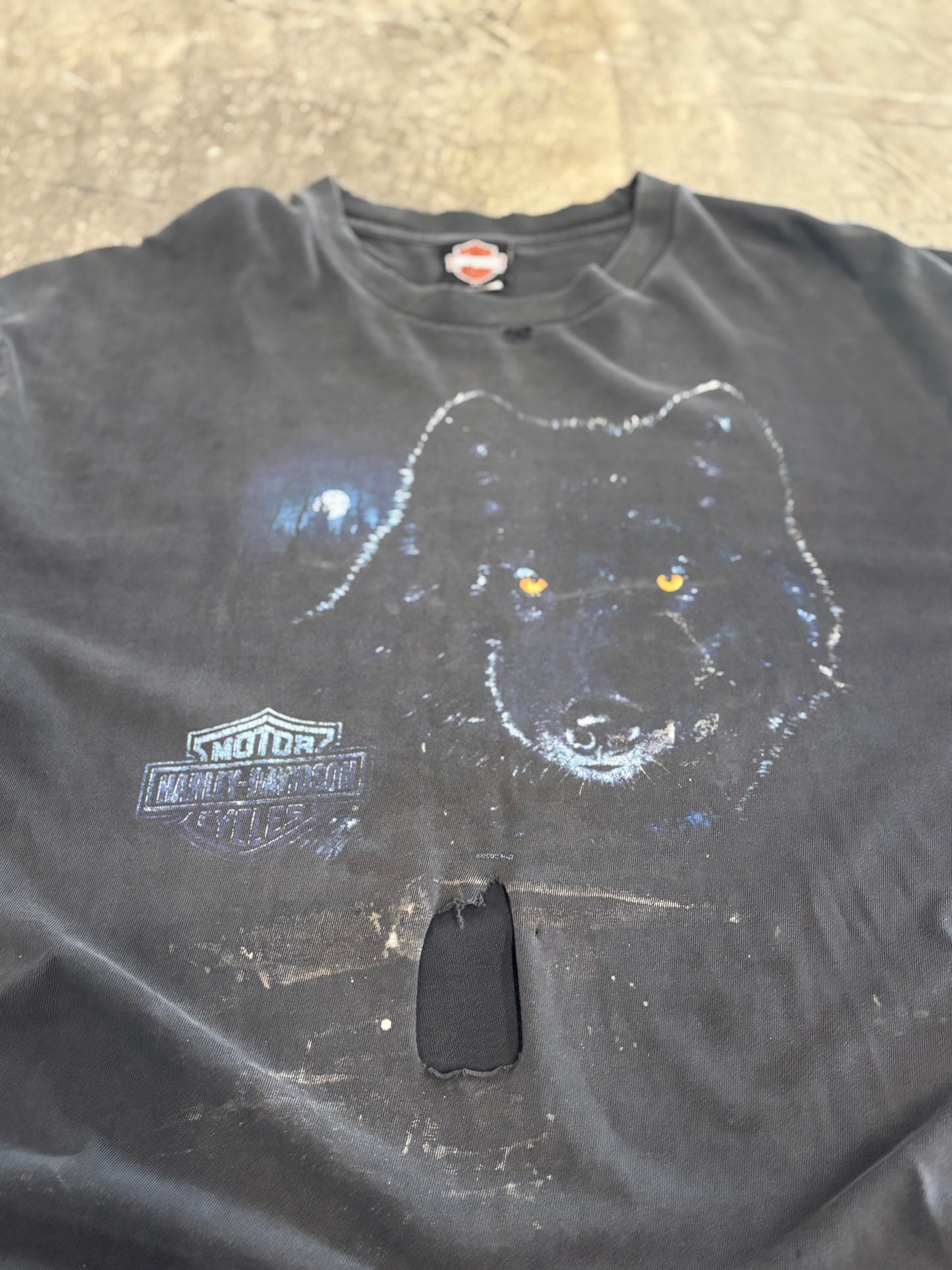Vintage Faded Clapped Wolf Harley Davidson shirt size xxl