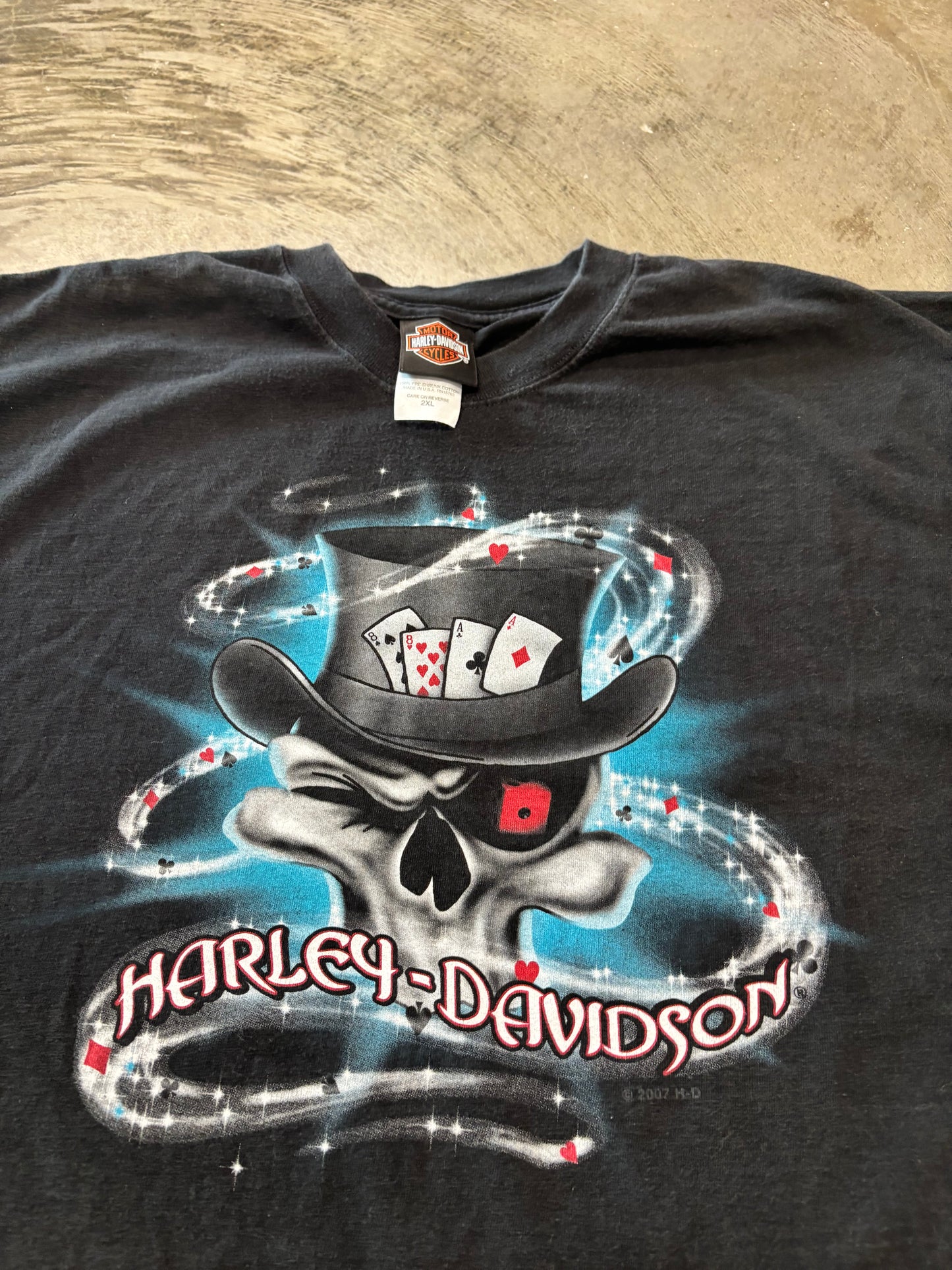 Vintage Harley Davidson Skull Poker shirt size xxl