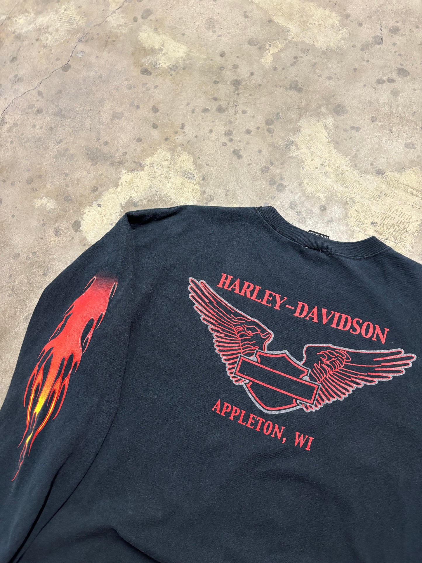 Vintage Harley Davidson red flame longsleeve shirt size XL