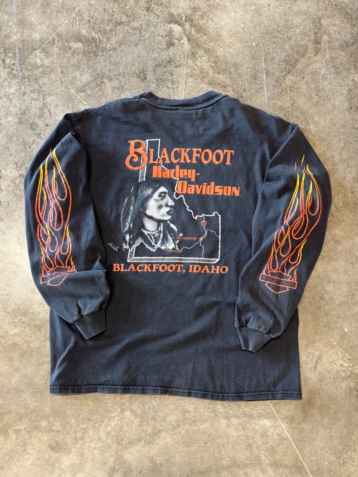 Vintage Harley Davidson Flame shield shirt size large