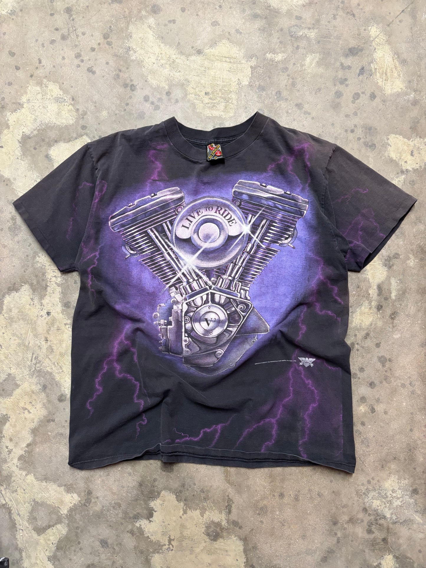 Vintage 3D Emblem live to ride Lightning shirt size XL