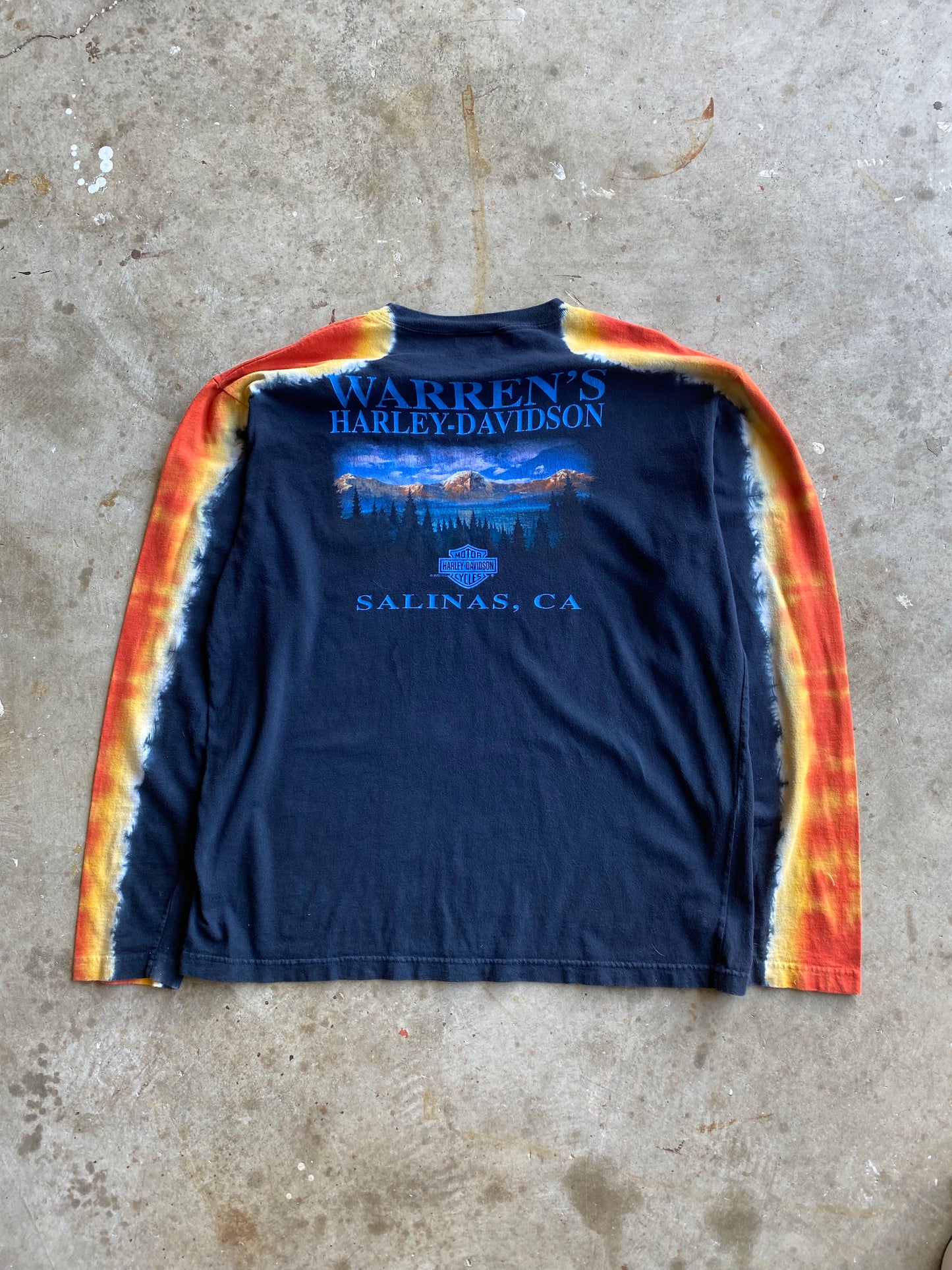 Vintage Harley Davidson tie dye flame long sleeve size large