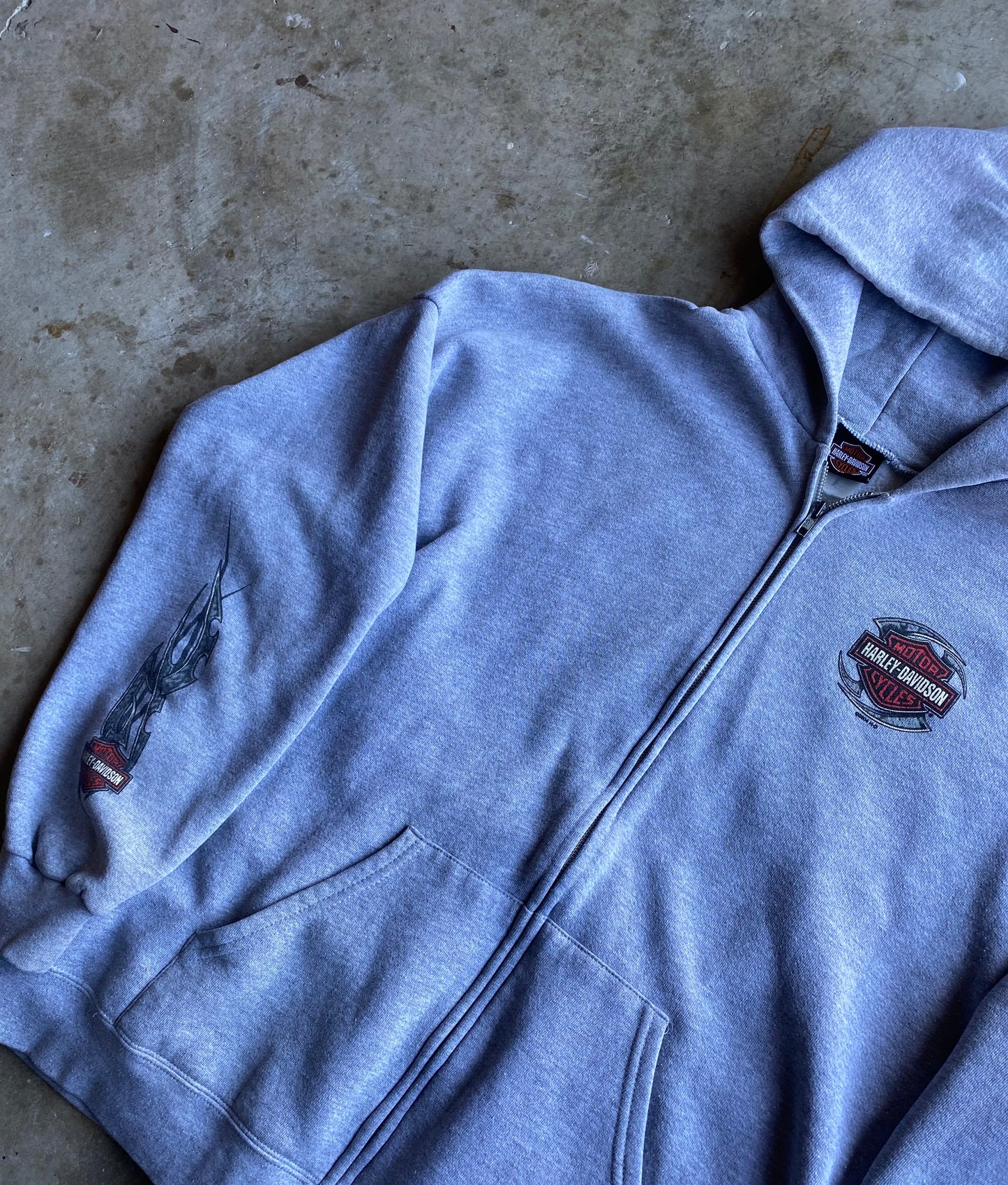 Vintage Harley Davidson Grey Zip Up Hoodie size XXXL
