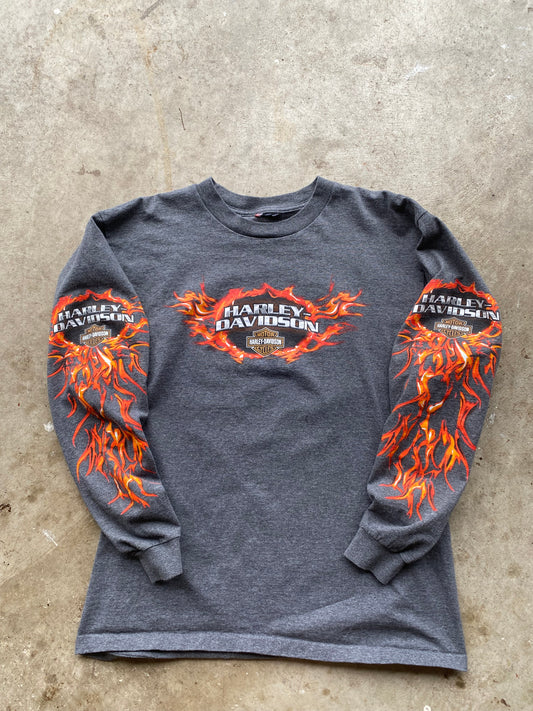 Vintage Harley Davidson Orange Burst long sleeve size large shirt