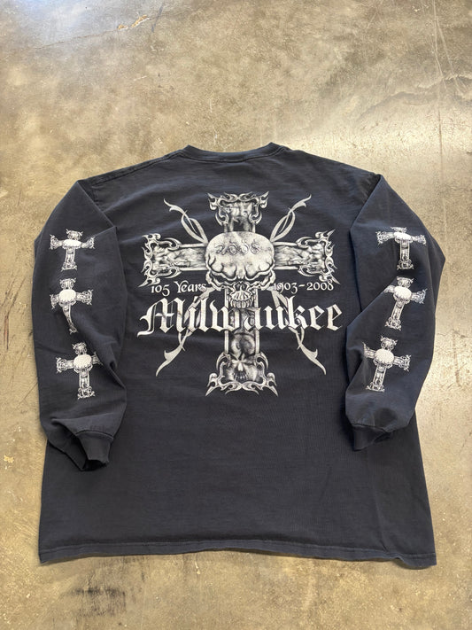 Y2K Milwaukee Biker skull shirt size xl