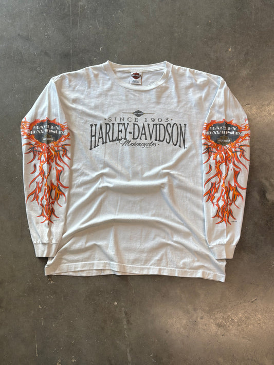 Vintage Harley Davidson white flame long sleeve size xl