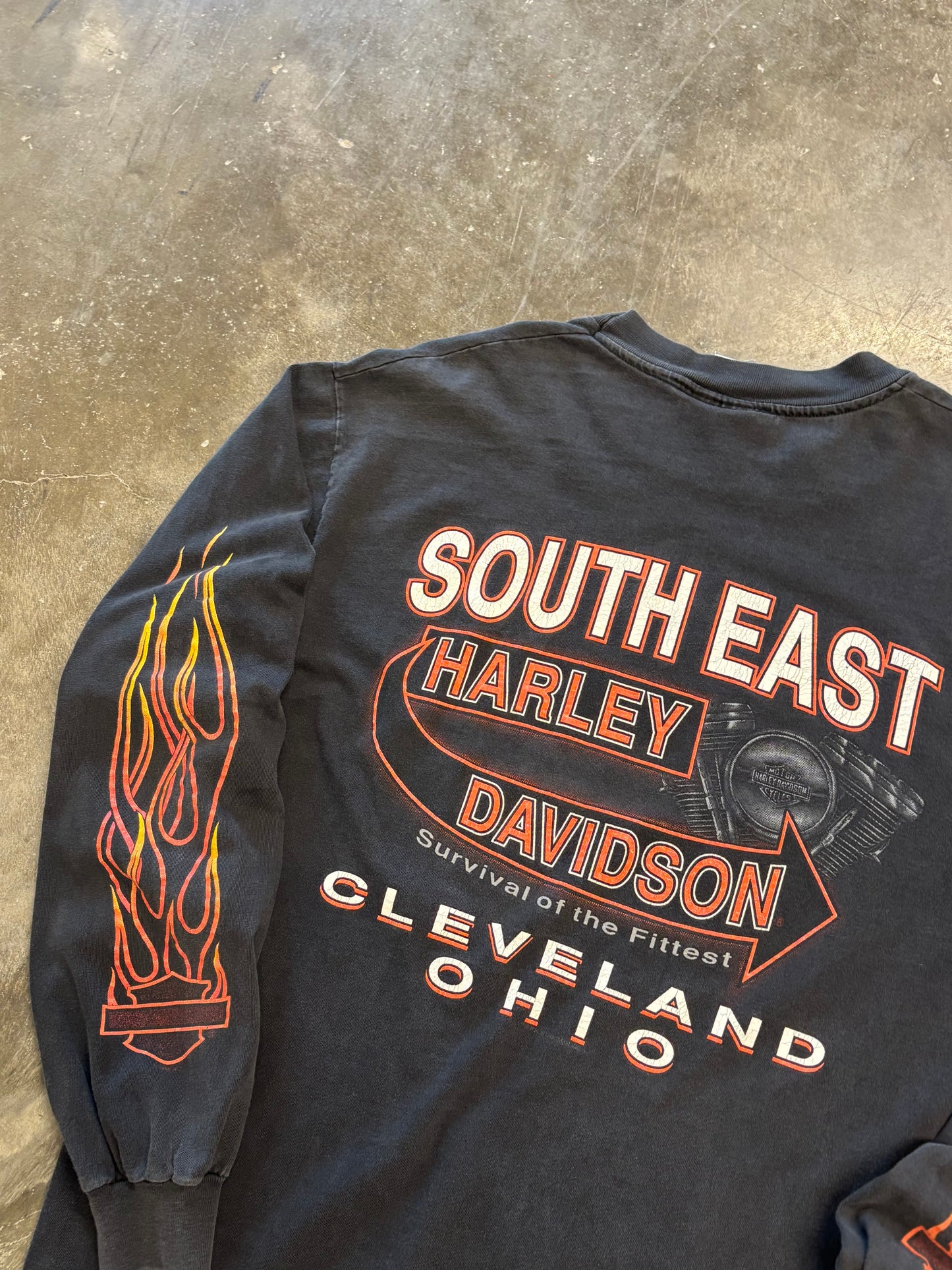 Vintage Harley Davidson String flame long sleeve size large