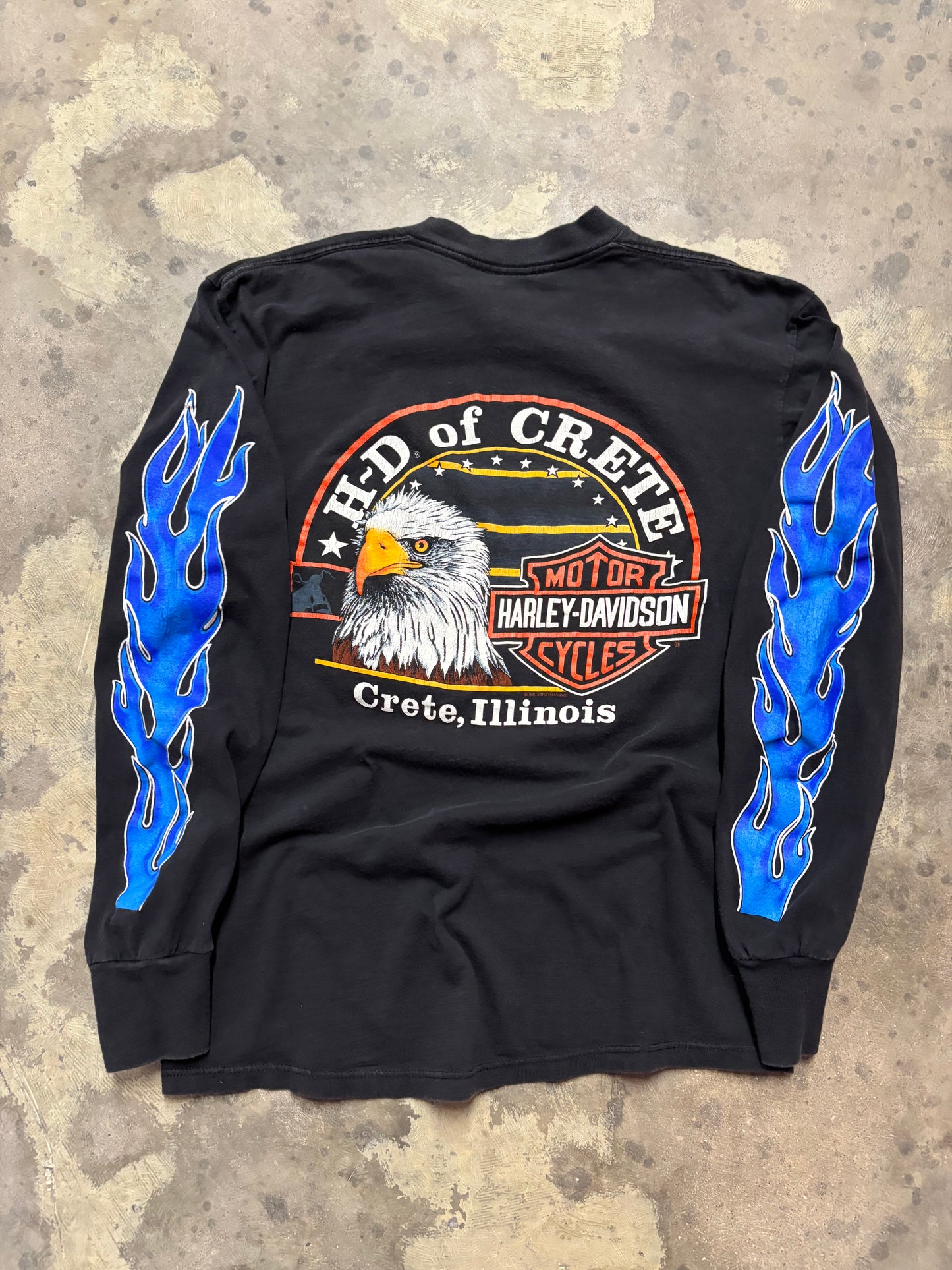 Vintage Harley Davidson Blue Flame long sleeve shirt size large