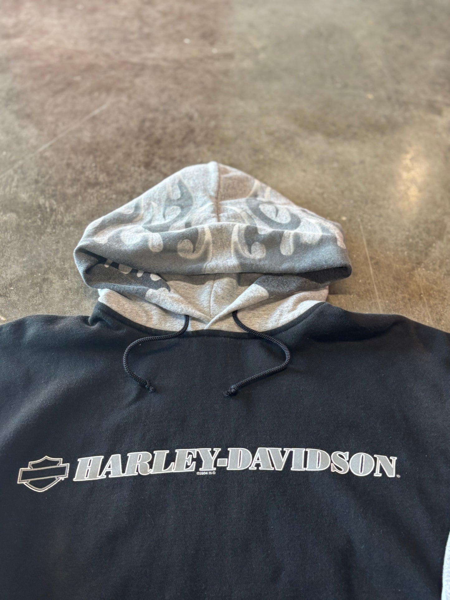 Vintage Harley Davidson Grey Flame hoodie size extra large