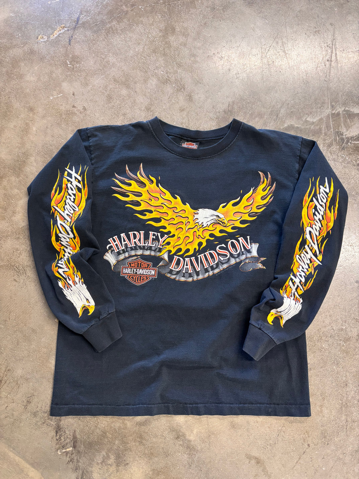 Vintage Early 90’s Harley Davidson flaming Eagle long sleeve size large