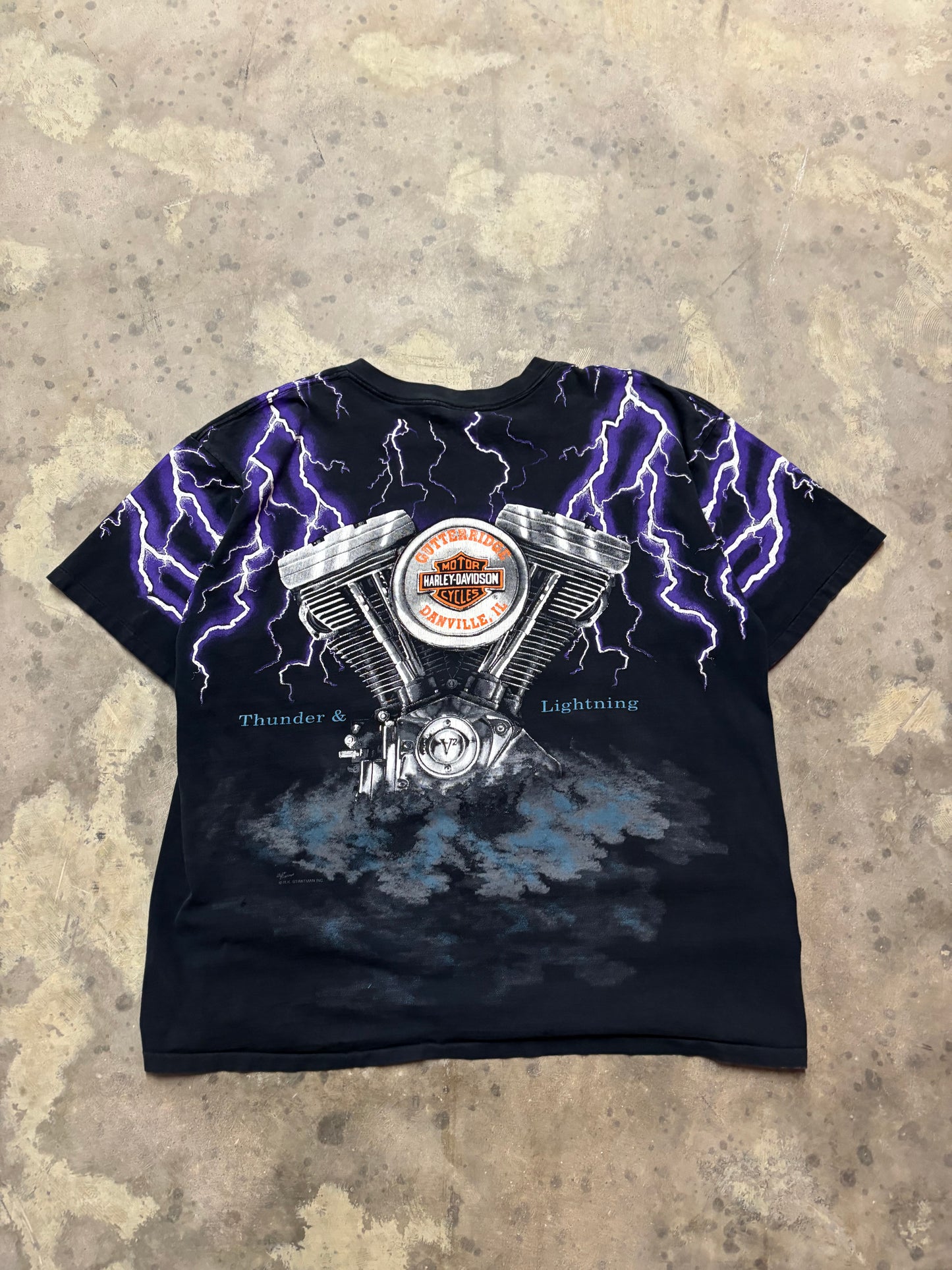 Vintage Harley Davidson AOP lightning shirt size XXXL