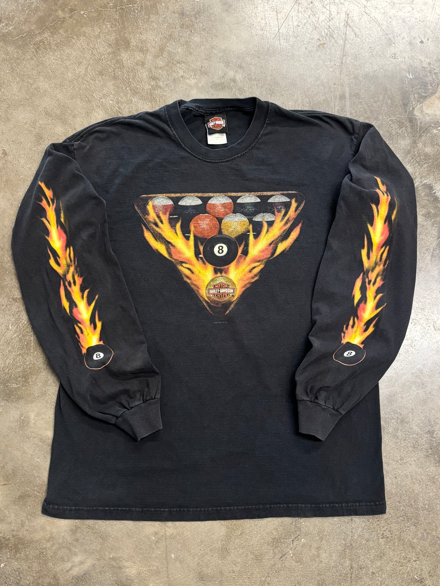 Vintage Harley Davidson Pool Ball long sleeve size large