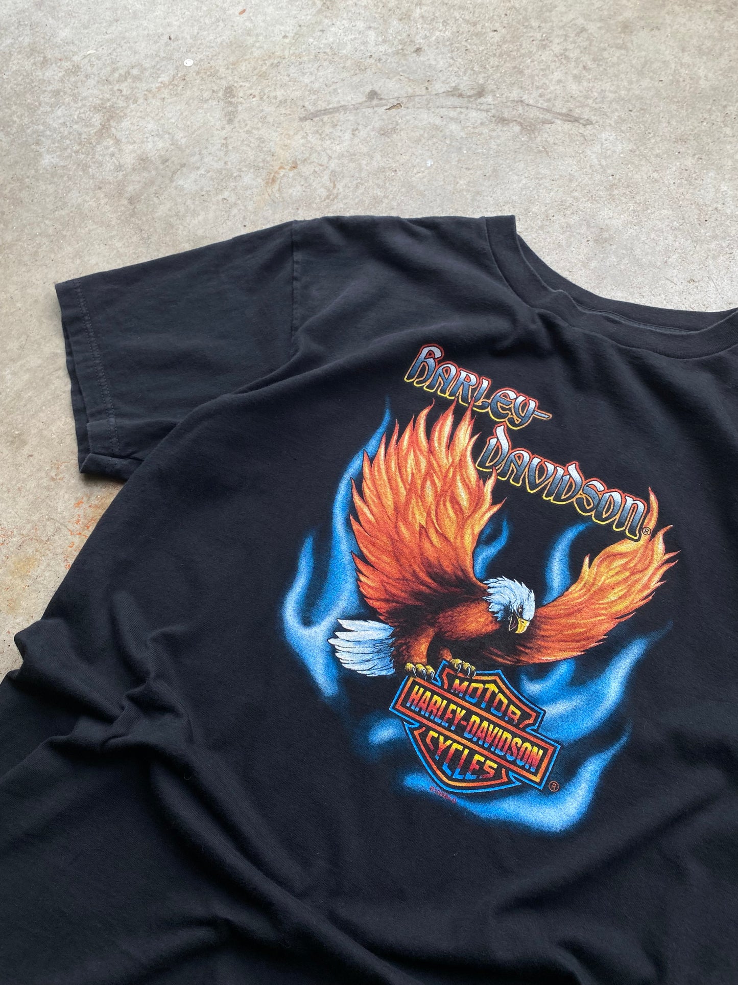 Vintage Harley Davidson Blue flame Eagle size extra large