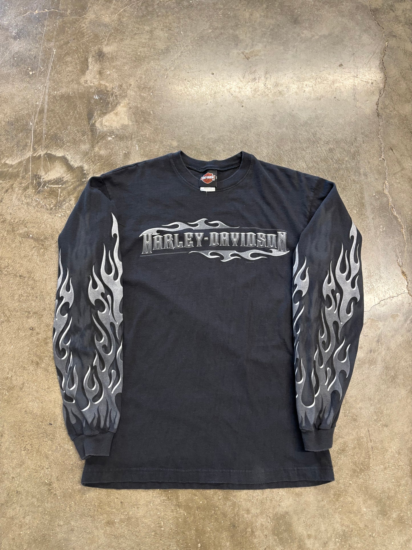 Vintage Harley Davidson chrome flame long sleeve size medium
