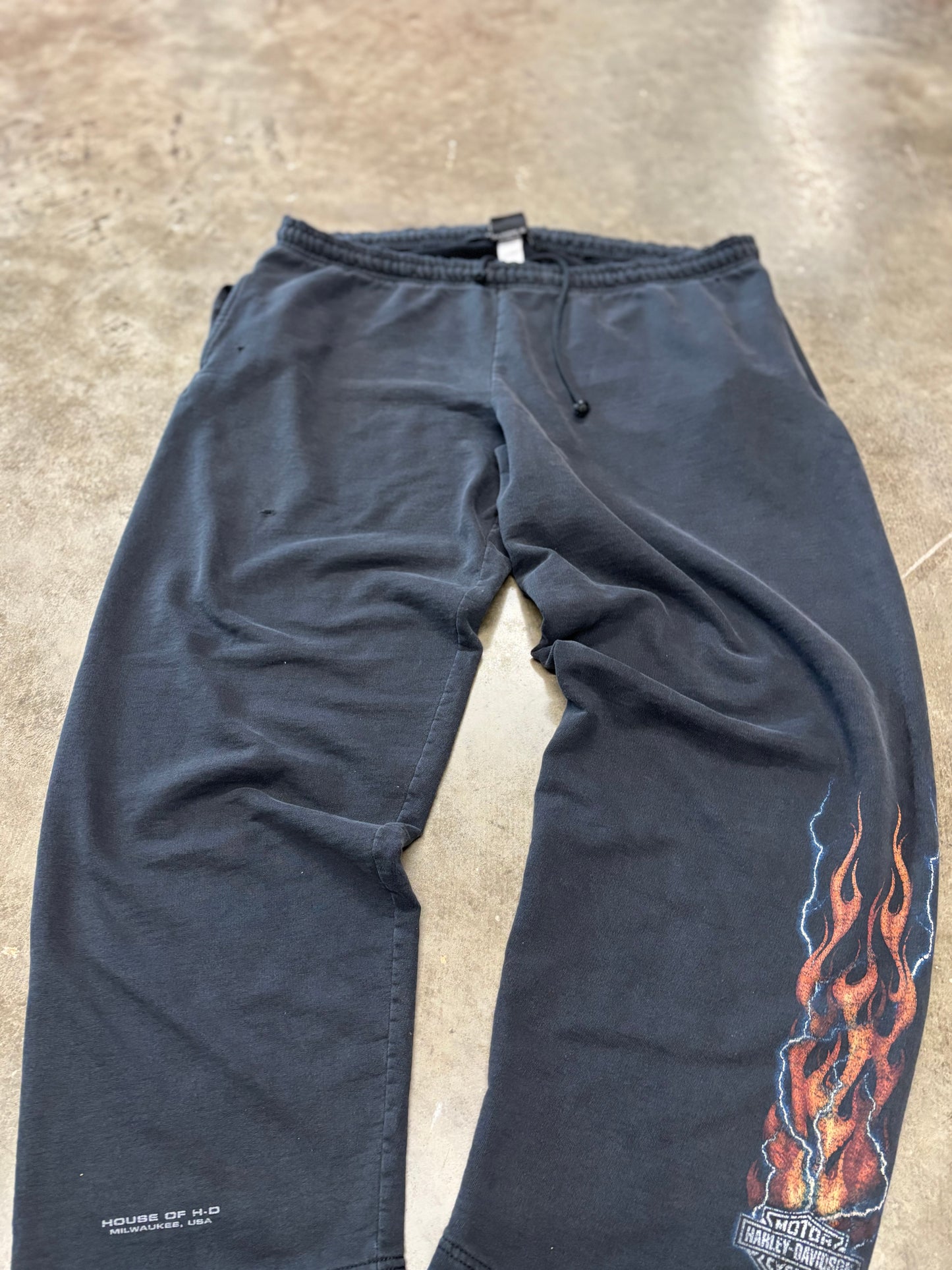 Vintage Harley Davidson Lightning flame sweatpants size xxl