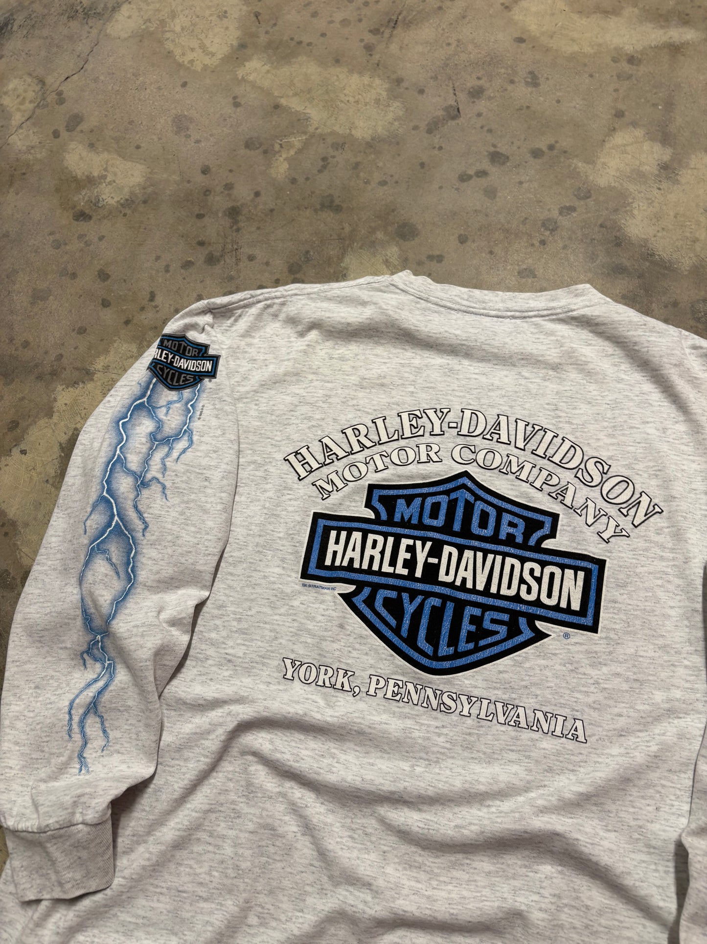 Vintage Harley Davidson Blue Lightning long sleeve size xl