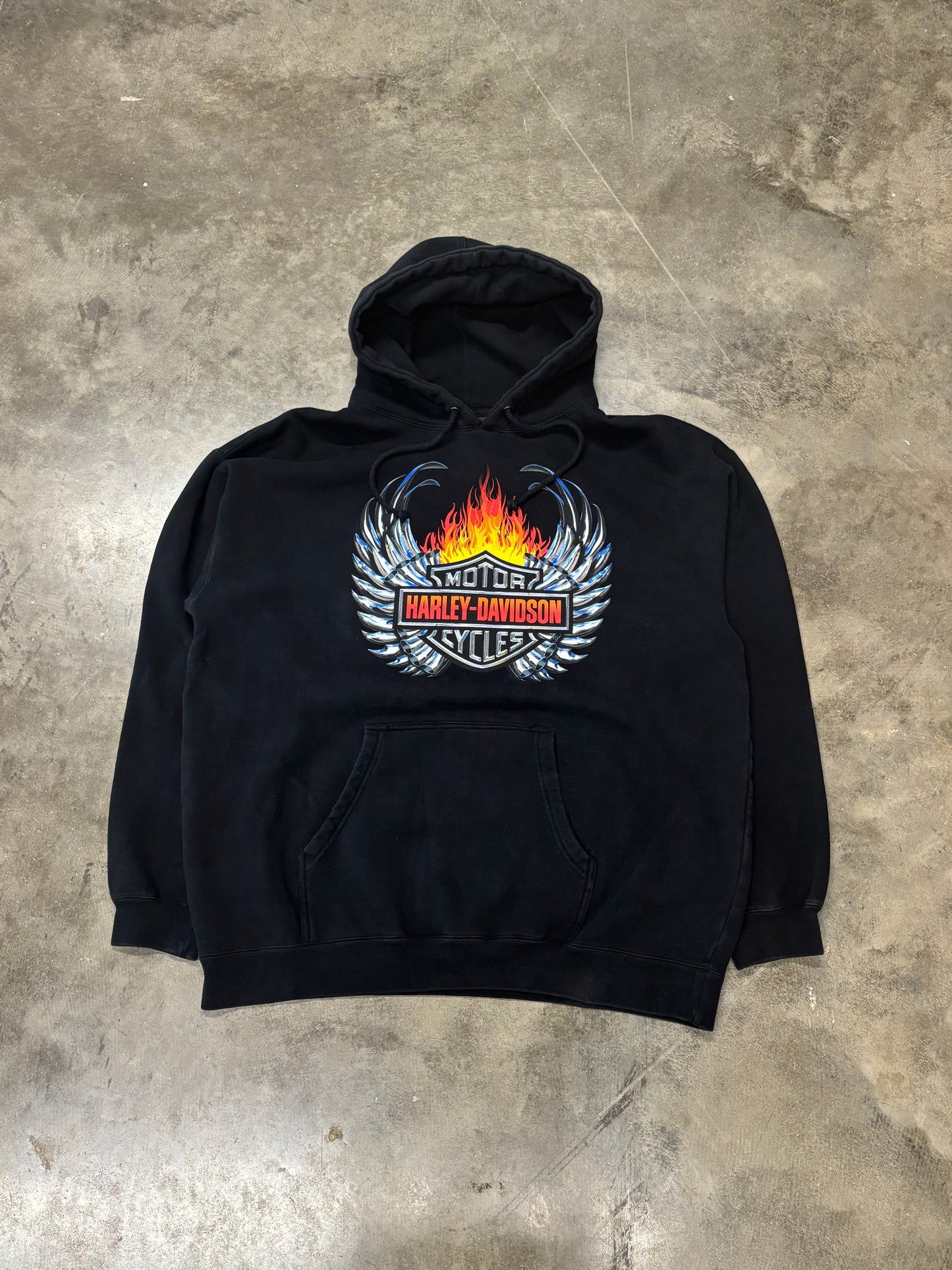 Vintage Harley Davidson Flame Shield hood size extra large