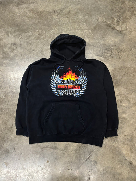 Vintage Harley Davidson Flame Shield hood size extra large