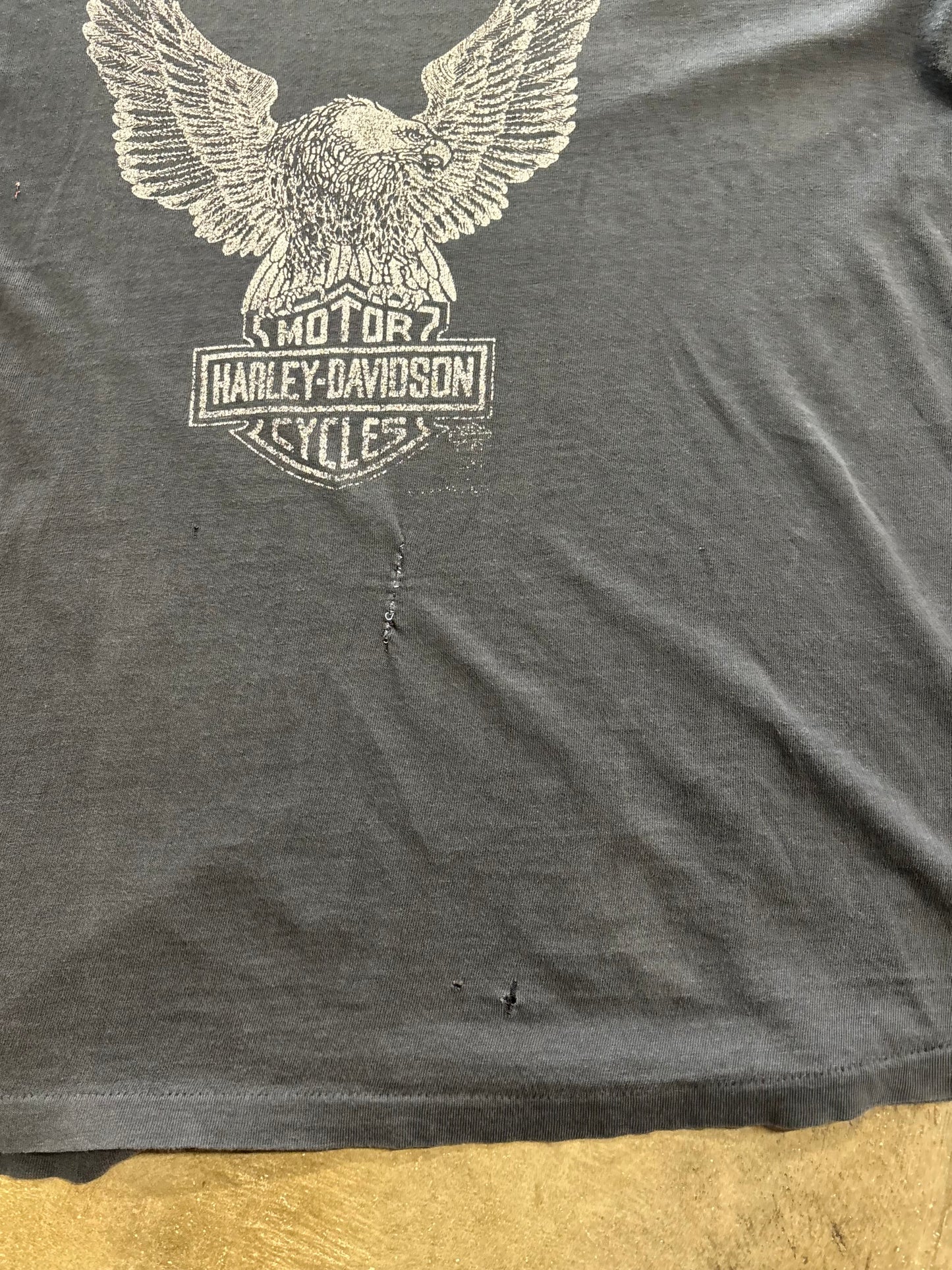Vintage Early 80’s Harley Davidson Thrashed and Faded Eagle shirt size XL