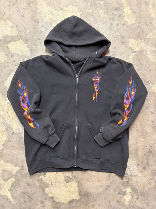 Vintage Harley Davidson multi flame zip up hoodie size extra large