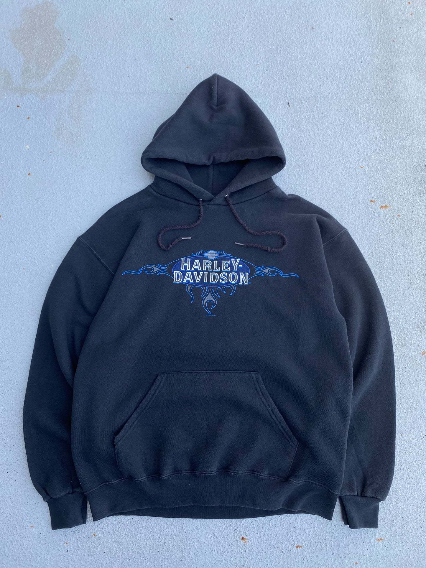 Vintage Harley Davidson Blue Flame Hoodie Size large