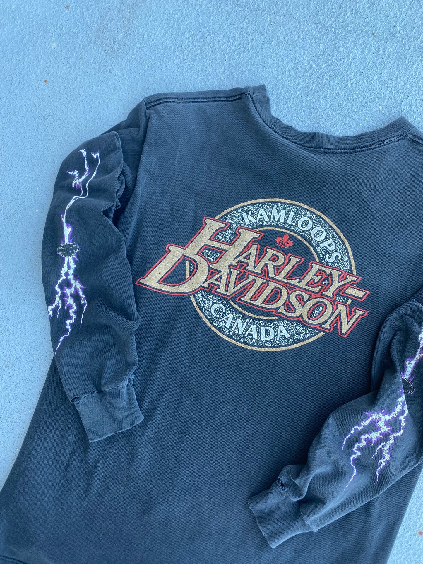 Vintage Harley Davidson Lightning Print Eagle long sleeve shirt size XL
