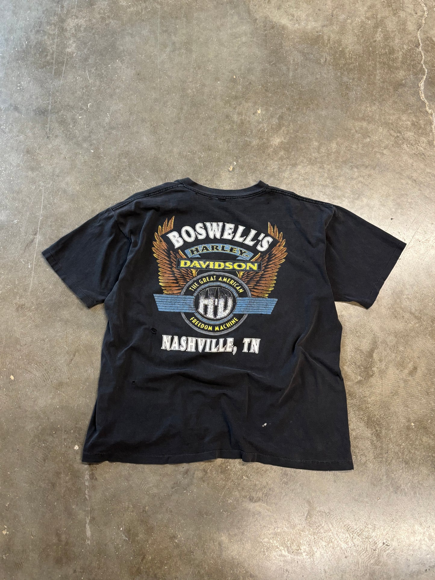 Vintage Harley Davidson Thrashed chrome and steel shirt size extra large