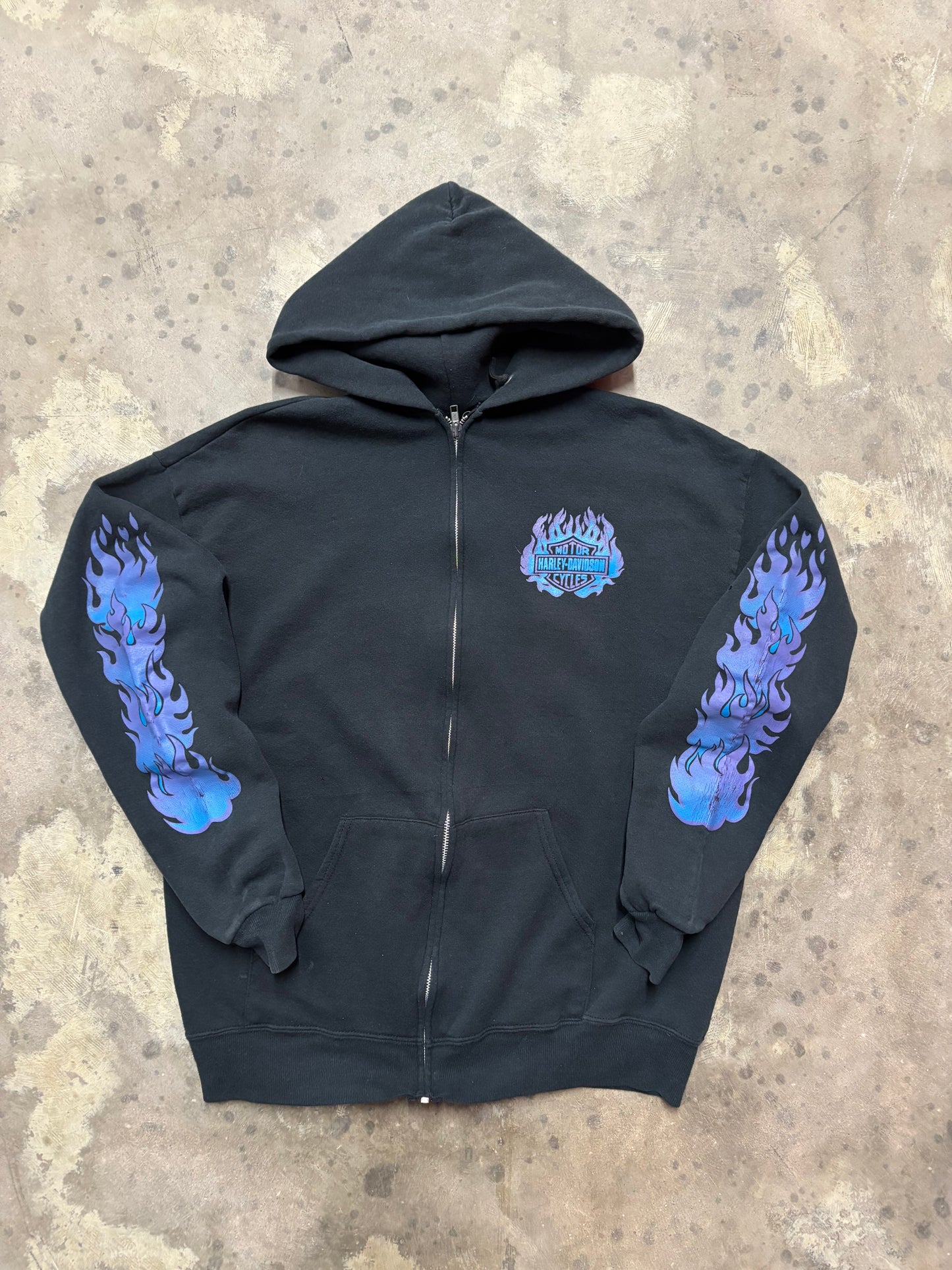 Vintage Purple Flame Harley Davidson hoodie size large