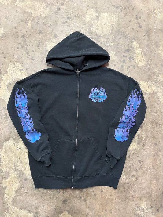 Vintage Purple Flame Harley Davidson hoodie size large