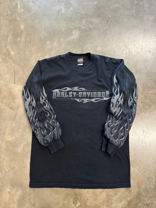 Vintage Harley Davidson Chrome Flame long sleeve size large fits xl