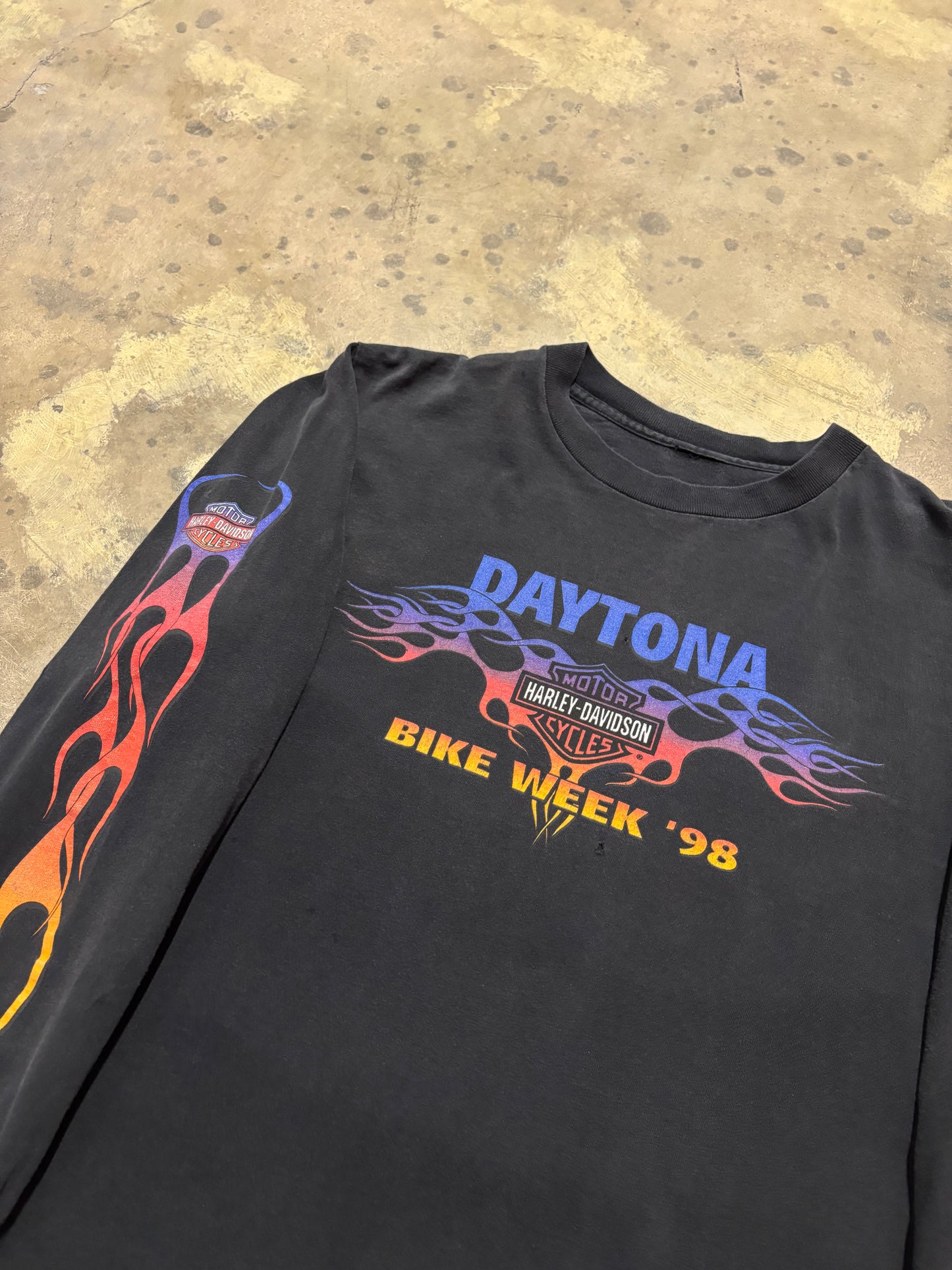 Vintage Harley Davidson Bike Week flame long sleeve shirt size Large