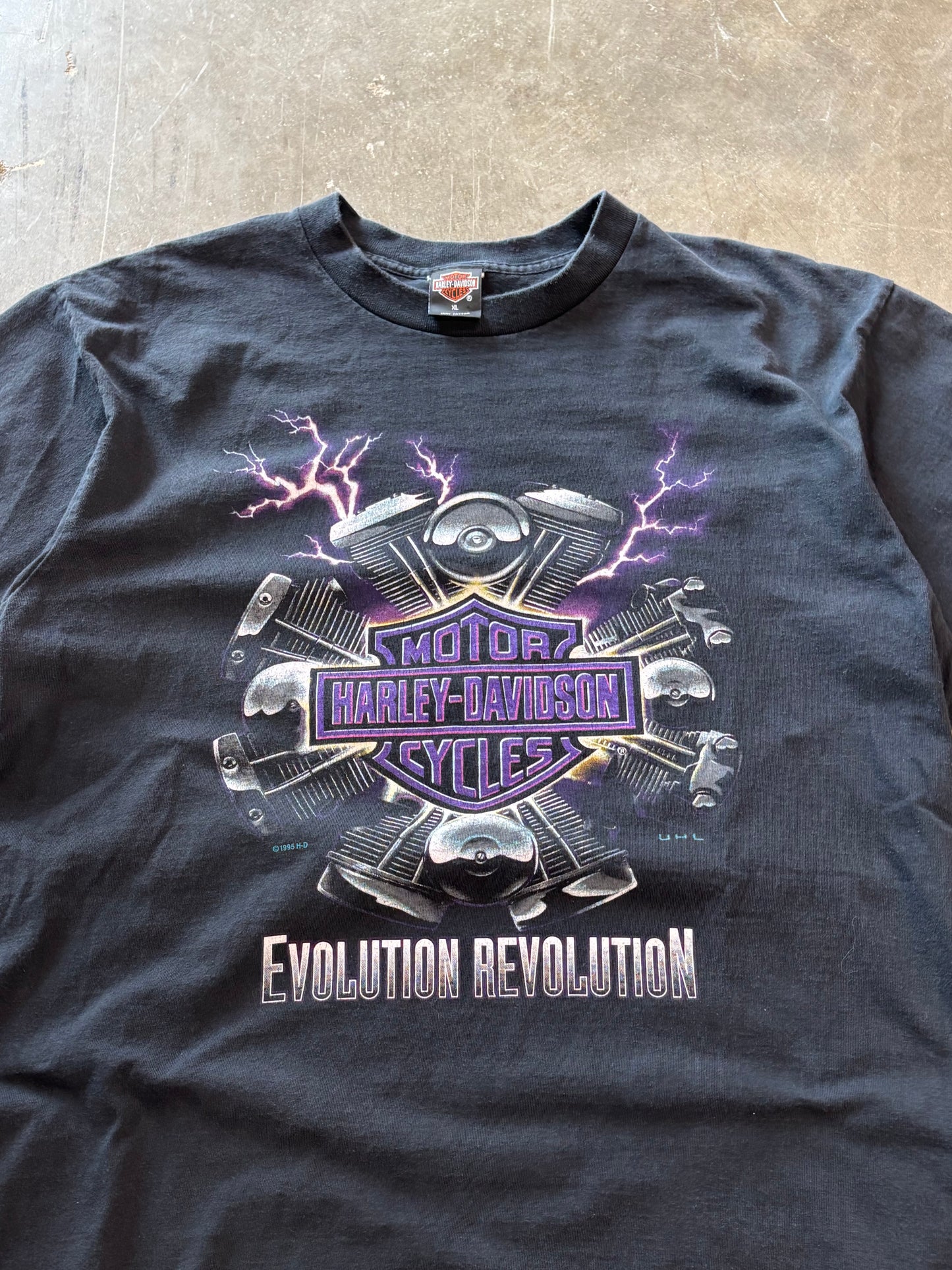 Vintage Harley Davidson Evolution Revolution lighting shirt size xl