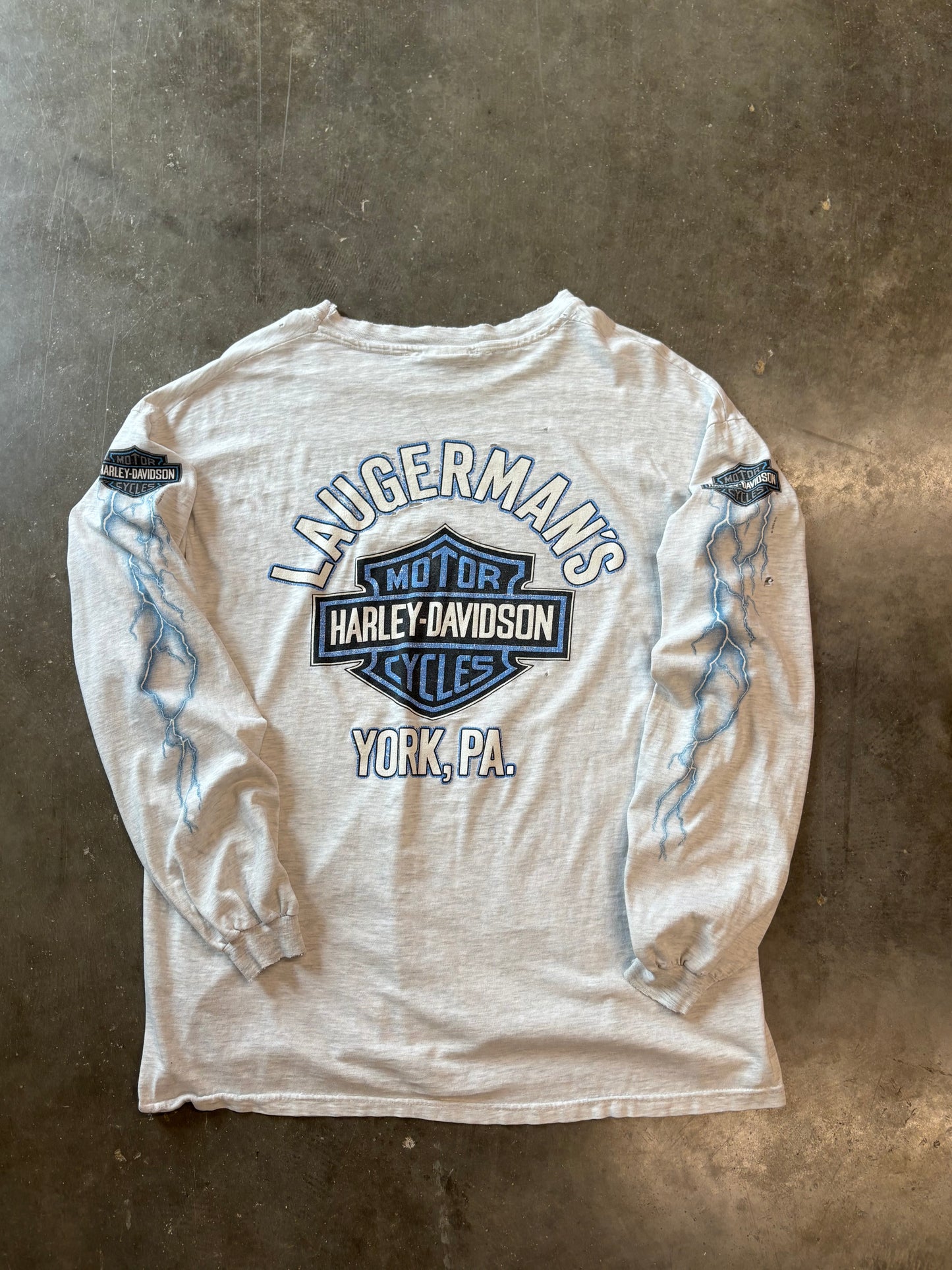 Vintage Harley Davidson thrashed grey lightning shirt size xl
