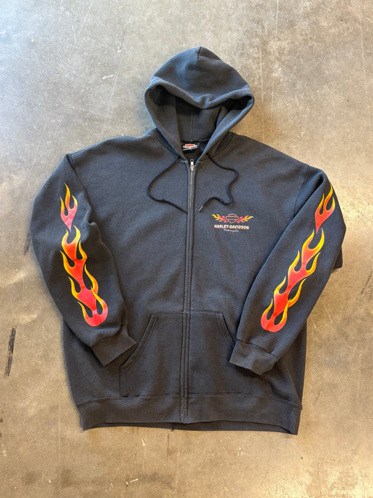 Vintage Harley Davidson Flame zip size extra large