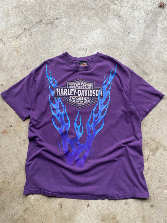Vintage Harley Davidson Blue on purple flame size extra large