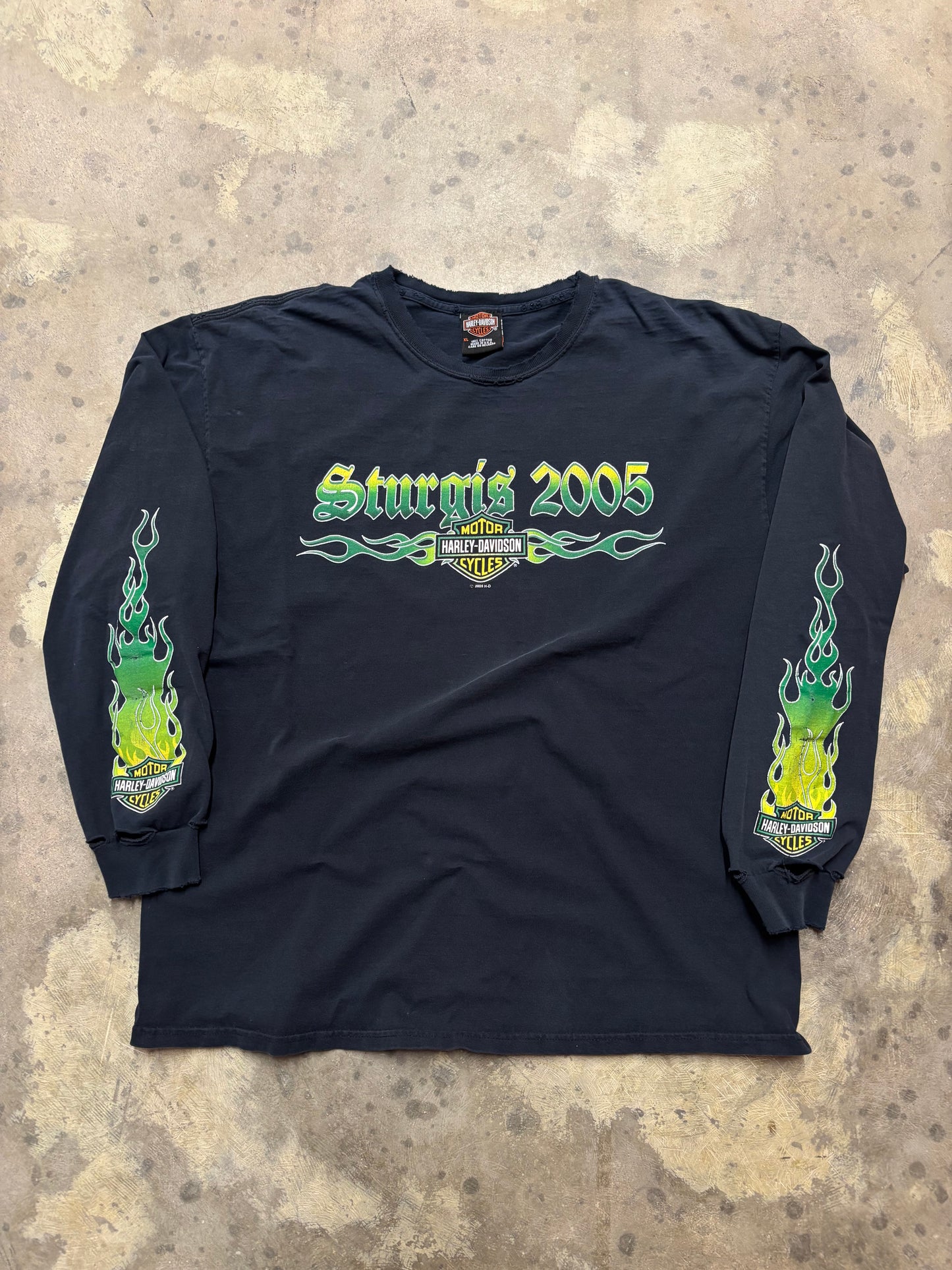 Vintage Harley Green Flame long sleeve size extra large